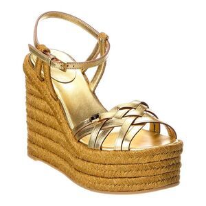 Valentino Vlogo Signature 120 Leather Wedge Sandal, Yellow